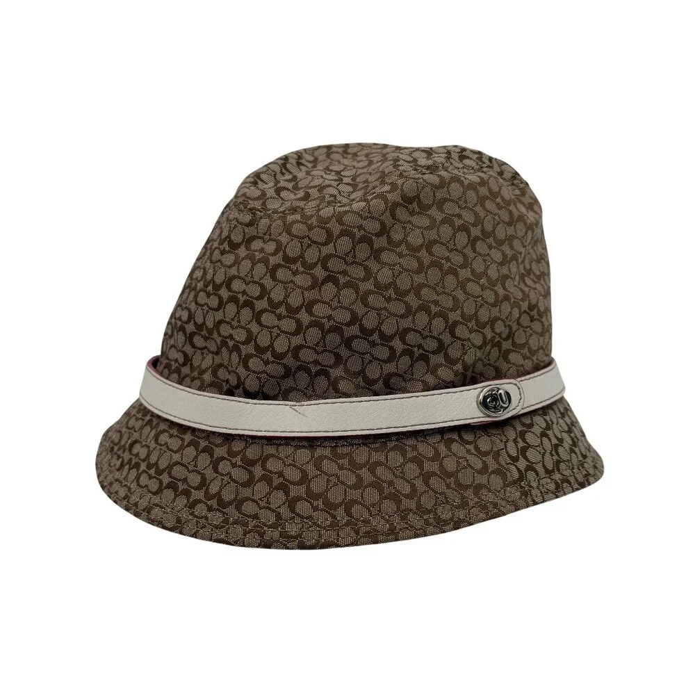 Vtg Y2K Coach Signature Brown Bucket Hat | Preppy Grunge Coastal Grandmother P/S - Picture 3 of 15